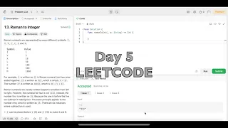 Day 5 LeetCode Problem 13 Roman to Integer - Swift