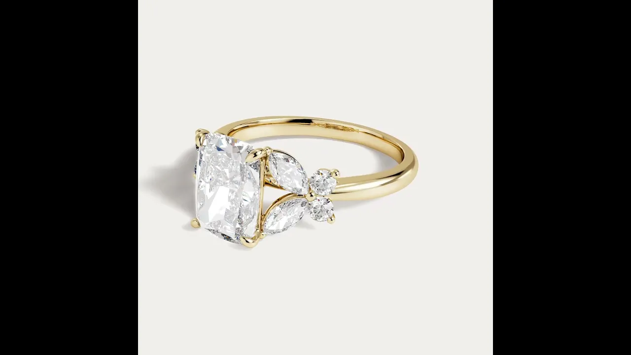 Lettice丨Elongated Cushion Lab Diamond Butterfly Cluster Engagement Ring