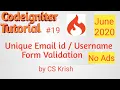 Email Id Username Unique Form Validation Codeigniter