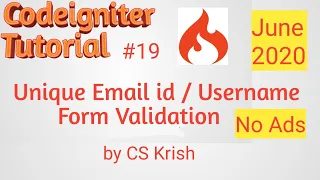 Email Id Username Unique Form Validation Codeigniter