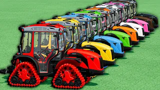 Mini Tractors With Colors  -  TINY AND DOUBLE CRAWLER MINI TRACTOR GOING TO GARAGE -FS25