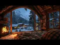 Lagu Snow Drifting Outside the Cabin ❄️ Warm Fireplace Crackles and Gentle Snowfall for Calm and Relax