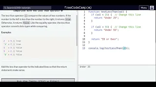 Lesson 67 Basic JavaScript Comparison with the Less Than Operator