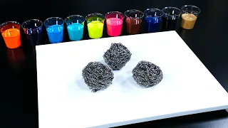 Painting with three iron scrubbers.