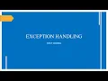 Exceptions Try-except-finally blocks Exception Handling Python Programming For Begginers Part-35