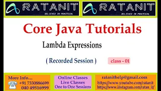Core java Tutorials Lambda Expressions by Mr Ratan class-01