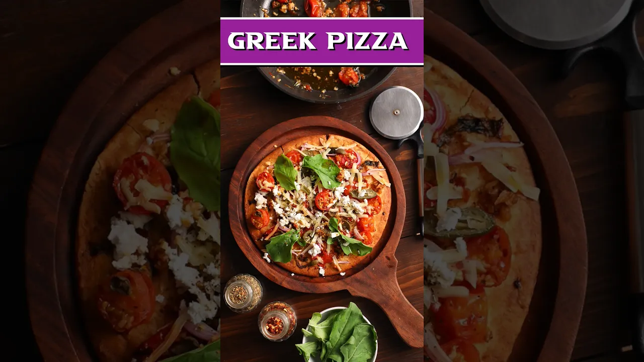 Easy Pizza Recipe at Home   Greek Pizza #shorts #greekpizza #pizzarecipe #vegpizza