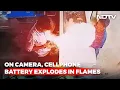 On Camera Cellphone Battery Explodes In Flames