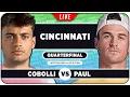 COBOLLI vs PAUL ATP Cincinnati 2026 QF LIVE Tennis Watchalong