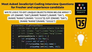 Remove Duplicate Objects from an Array in JavaScript javascript coding interview FrontendInsight