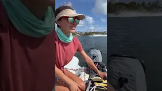 Lisa is learning to drive the dinghy. #shorts #sailingbyefelicia #keywest ￼