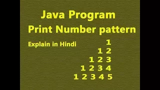 How to Print Number Pattern In Java Hindi