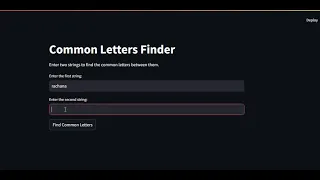 Find common letters between two strings using streamlit Python programming Data Science