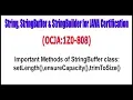 Important Methods of StringBuffer class setLength ensureCapacity trimToSize