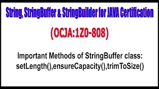 Important Methods of StringBuffer class setLength ensureCapacity trimToSize