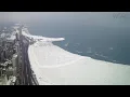 shows ice breaking away from Lake Michigan after deep freeze