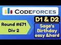 D1 D2 Sage s Birt ay easy version hard version Codeforces Round 671 Div 2 Problem Solution
