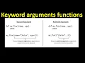 Keyword arguments functions Python Keyword arguments Python Programming in Hindi