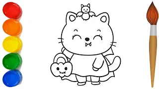 vampire Kitty Drawing Painting Coloring for Kids How to Draw a vampire Kitty