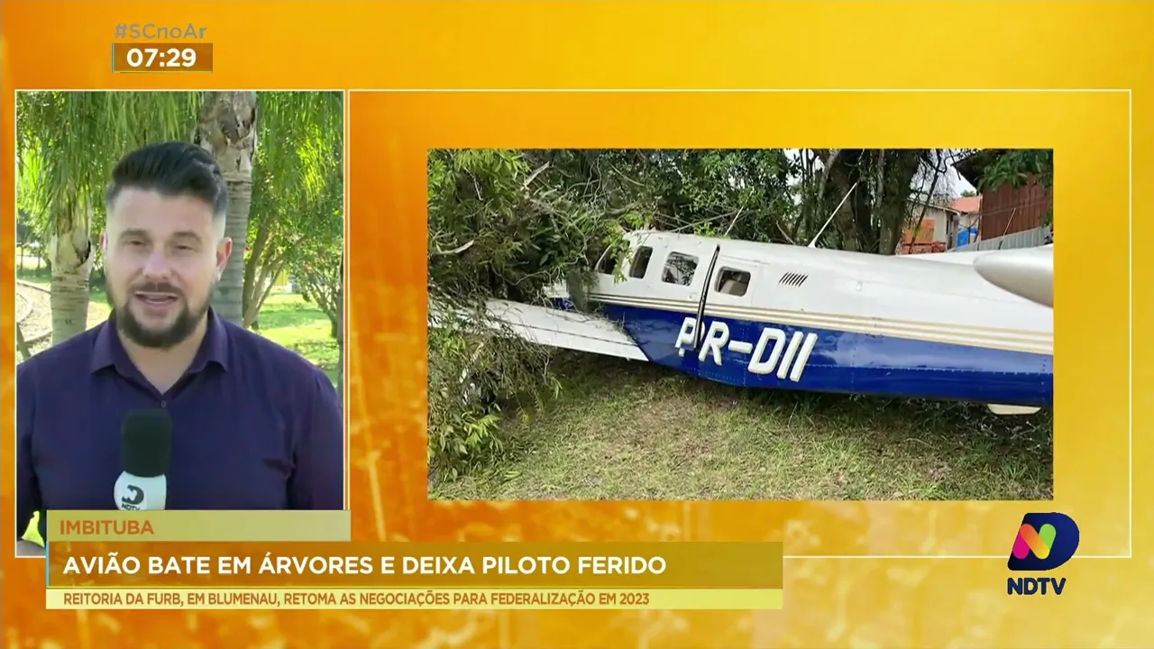 Avião bate em árvores e deixa piloto ferido em Imbituba