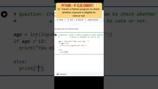 if-else condition Create a Python program to check whether a person is eligible to vote or not