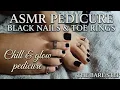 ASMR Pedicure Tutorial Black Nail Polish Toe Rings Styling No Talking
