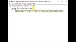 Python Program for compound interest