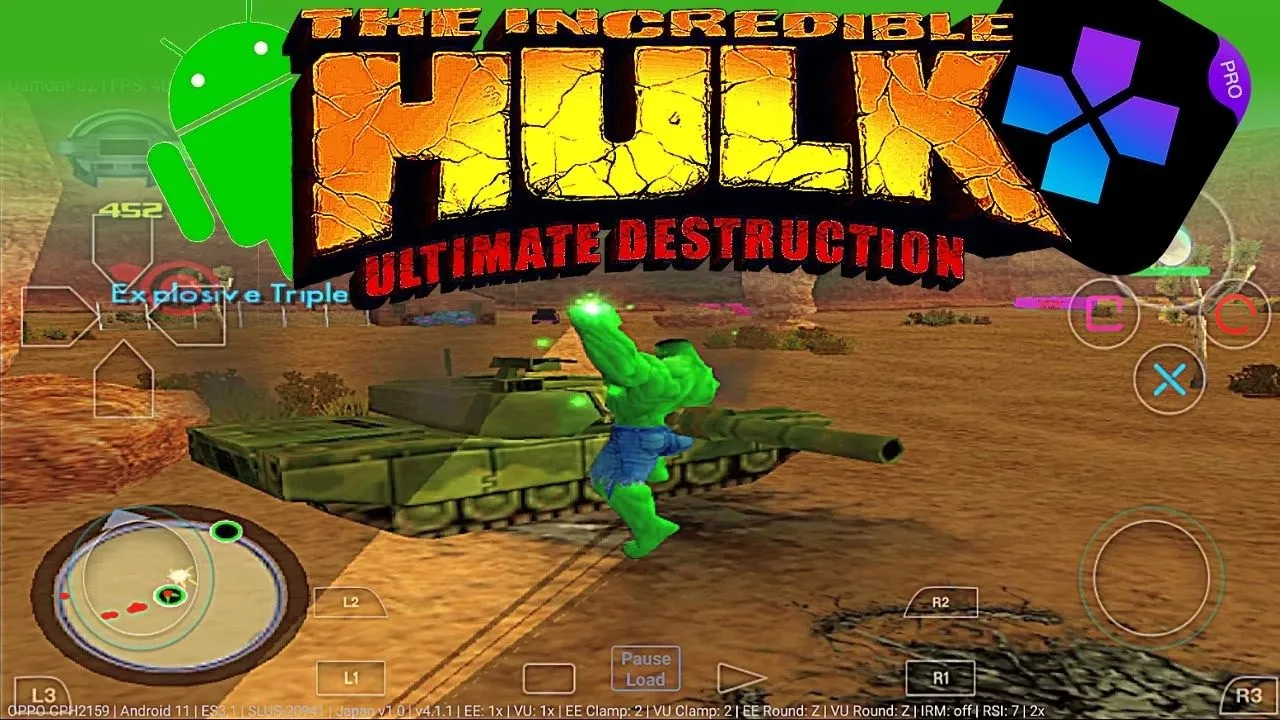 The Incredible Hulk Ultimate Destruction PS2 Emulator Android - DamonPS2 PRO - Incredible Hulk Game