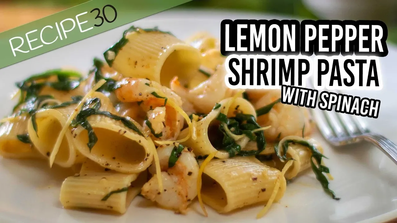 Buttery Lemon Pepper Shrimp Pasta with Spinach