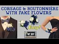 HOW TO MAKE A CORSAGE WITH FAKE FLOWERS CORSAGE AND BOUTONNIERE SET FOR PROM OR WEDDING EASY DIY