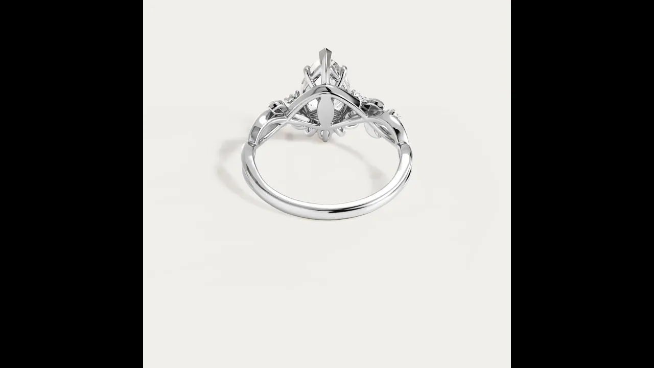 Diane丨Pear Cut Lab-Diamond Botanical Vine Twisted Shank Engagement Ring