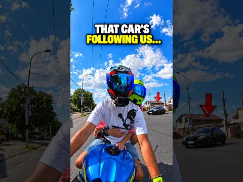 A Mercedes is cool, but a motorcycle is better... That explains why he followed us π #moto #bike