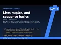 Lists tuples and sequence basics - Day Python Track