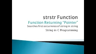 101 - strstr Function in C Programming String Function in C