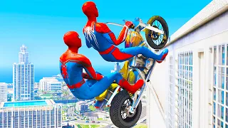 SPIDERMAN CRAZY JUMPS & BEST FALLS #3 😱 (GTA 5 Spider-Man Gameplay Fails)