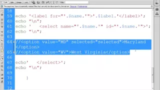 States Dropdown Menu Function in PHP