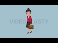 Asian Corporate Woman Walking With Suitcase Animation MOV GIF