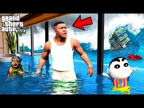 Video Thumbnail: Franklin's House Destroyed by Giant Tsunami in GTA 5 | SHINCHAN and CHOP