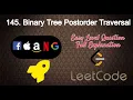 145 Binary Tree Postorder Traversal Easy Level Interview Question Full Explanation in Python
