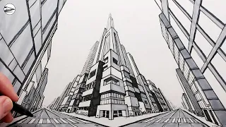Drawing a City in Three-Point Perspective