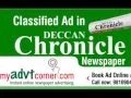 Deccan Chronicle Classified Advertisement Rates Deccan Chronicle Ad Booking Online