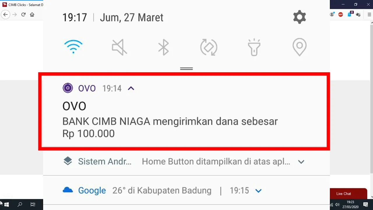 Cara membeli/transfer pulsa dari rekening ponsel (Go Mobile CIMB NIAGA). 