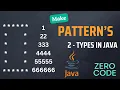 Two Type Patterns In Java Patterns Tutorial Java for Beginners Square Triangle Zero Code
