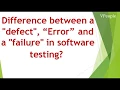 Difference between a defect Error and a failure in software testing