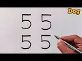 Download Lagu How to draw dog Easy | dog drawing from number 5555 | drawing with number