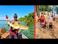 Download Lagu Encontramos um lugar novo lotado de peixes gigantes 😱 Pescaria e churrasco na beira do rio