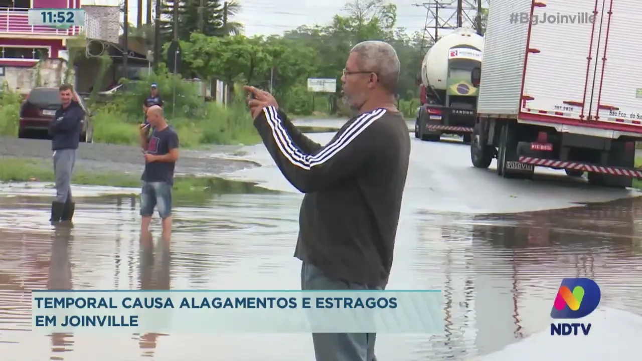 Temporal causa alagamentos e estragos em Joinville