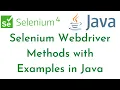 Selenium Webdriver Methods with Examples in Java Selenium Webdriver Commands Selenium Tutorials