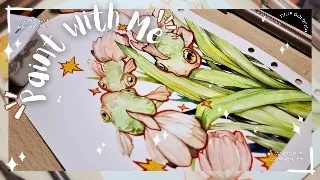 tulip goldfish painting whimsical illustration with gouache relaxing vibe art vlog