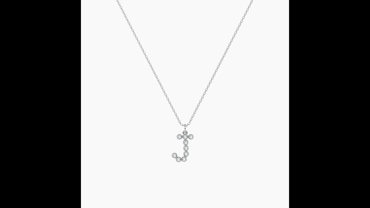 Letter J Initial Necklace Bubble Pendant